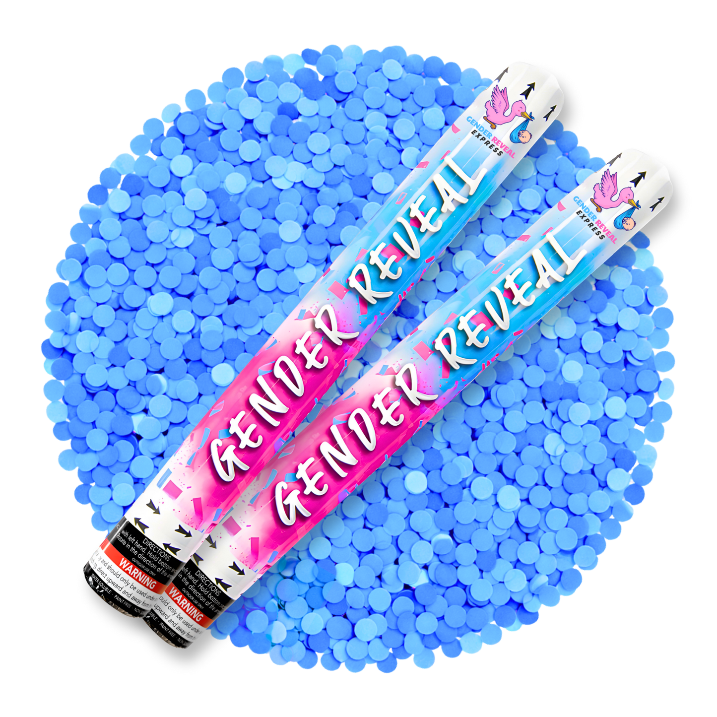 2 pack gender reveal confetti cannons 50cm blue confetti reveal for party photos and videos
