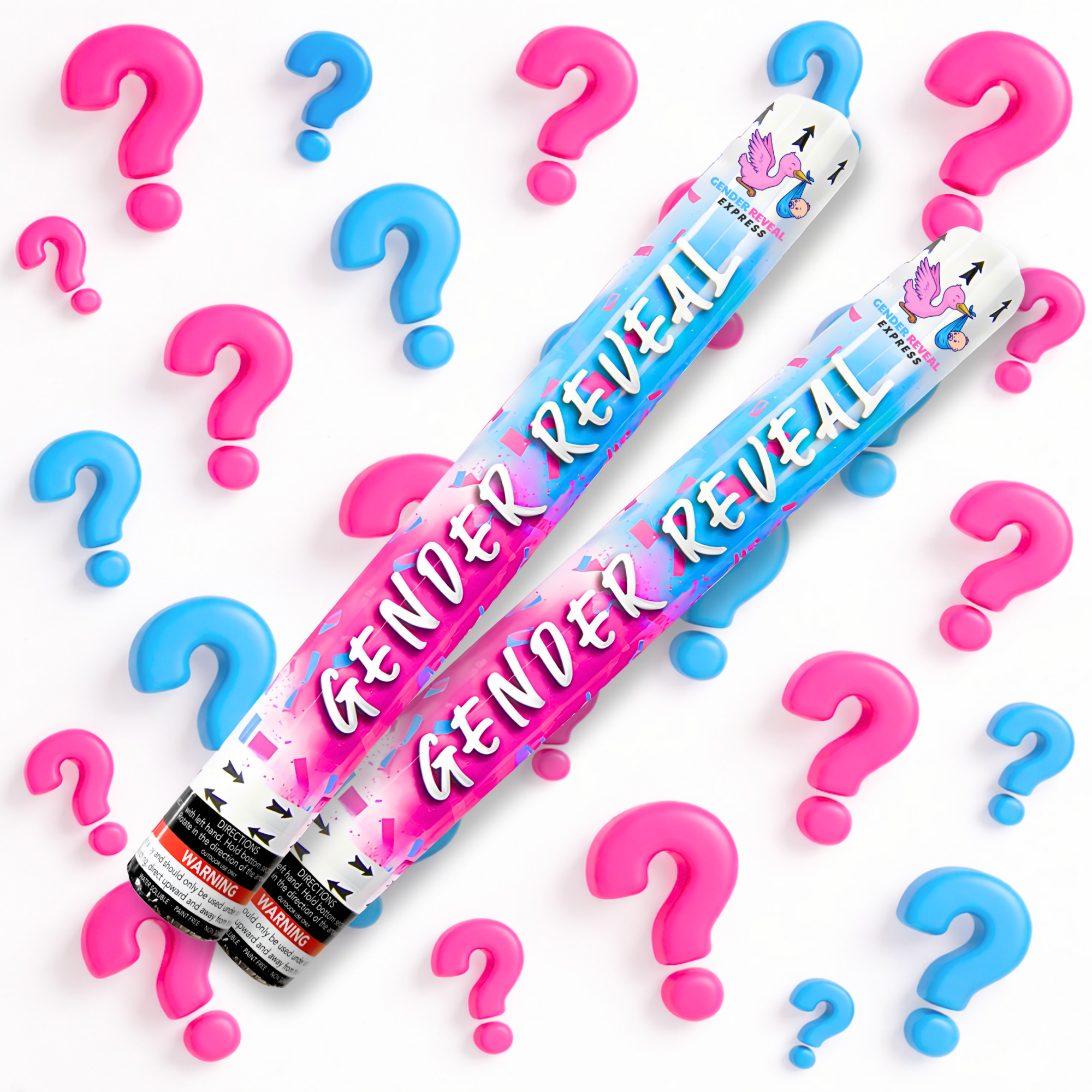 2 pack gender reveal confetti cannons 50cm surprise reveal option
