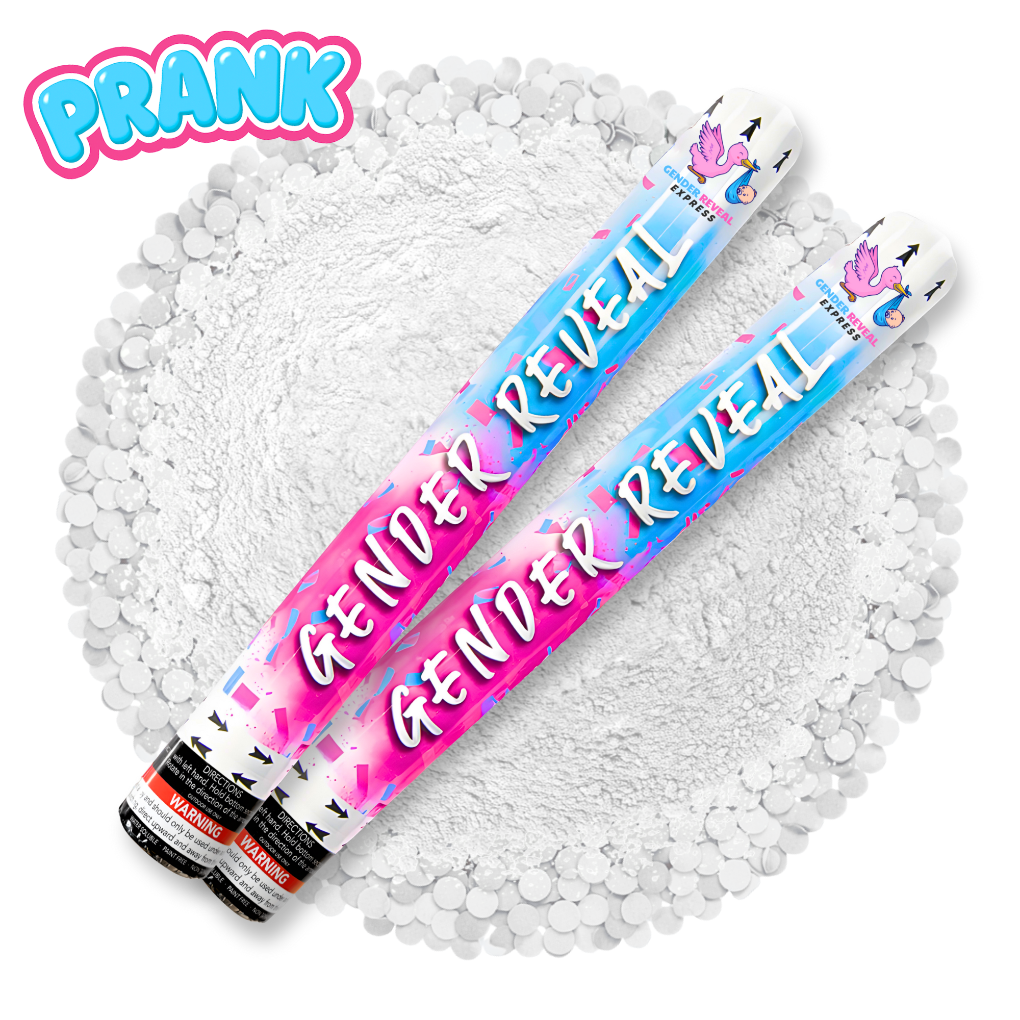 2 pack gender reveal confetti and powder cannons 50cm white confetti and powder for party photos and videos
