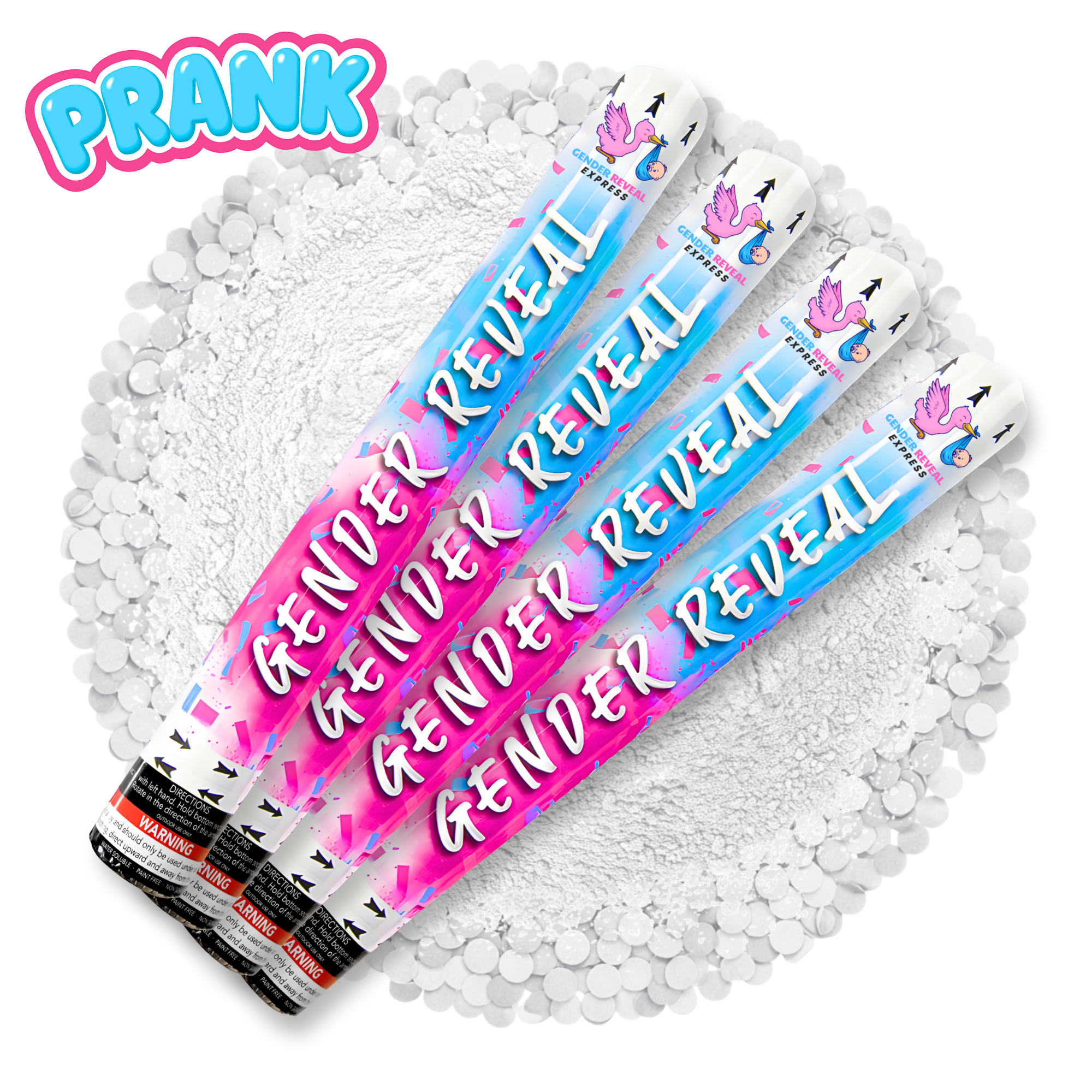 4 pack gender reveal confetti and powder cannons 50cm white confetti and powder for party photos and videos