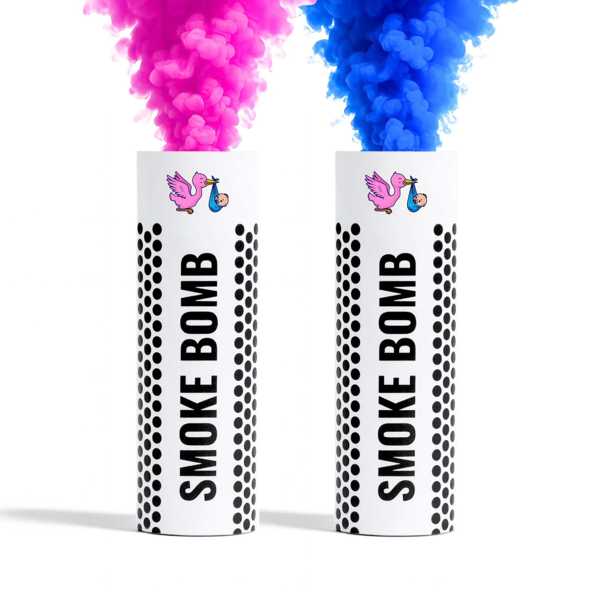 Gender reveal Pink and Blue smoke bombs 2 pack in assorted colours perfect for parties, photography, events and baby announcements