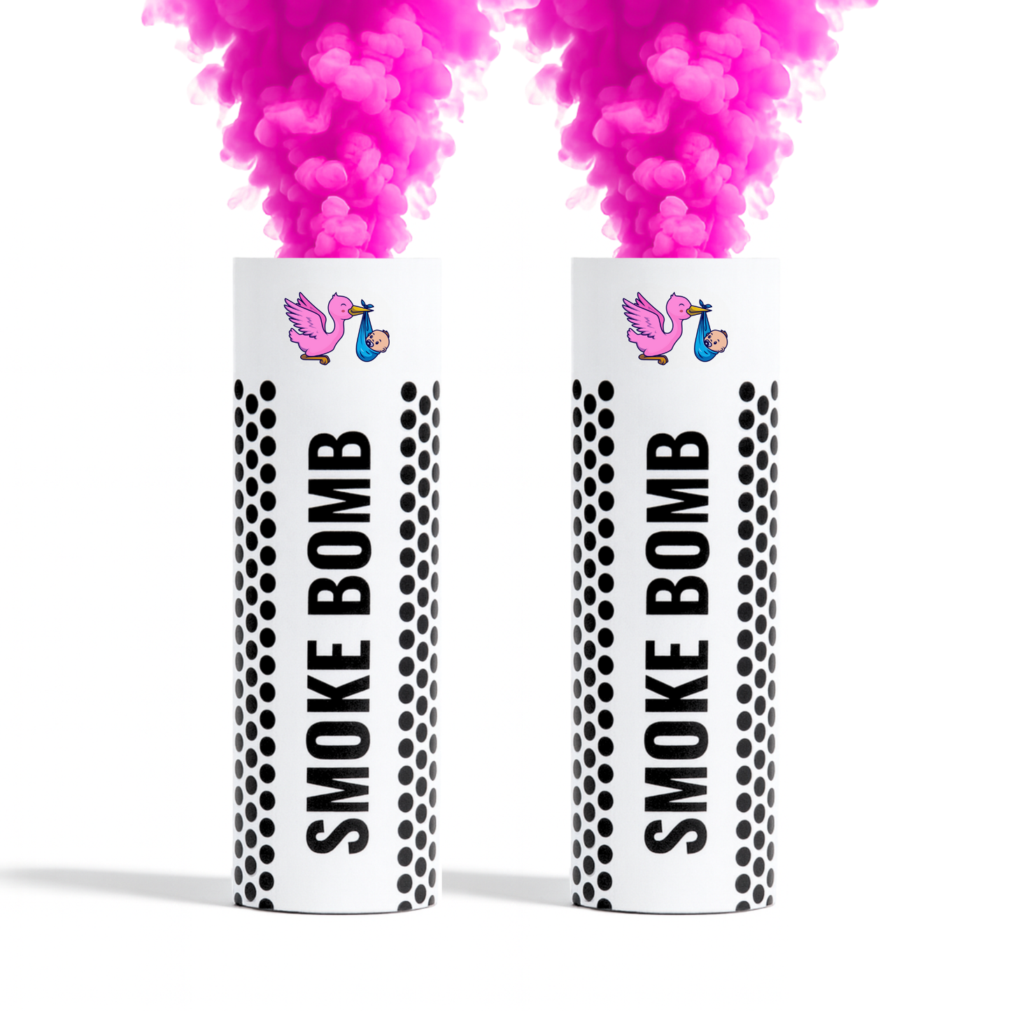 Pink gender reveal smoke bomb 2 pack, releasing bright smoke for baby girl announcements, photography, parties and creative events