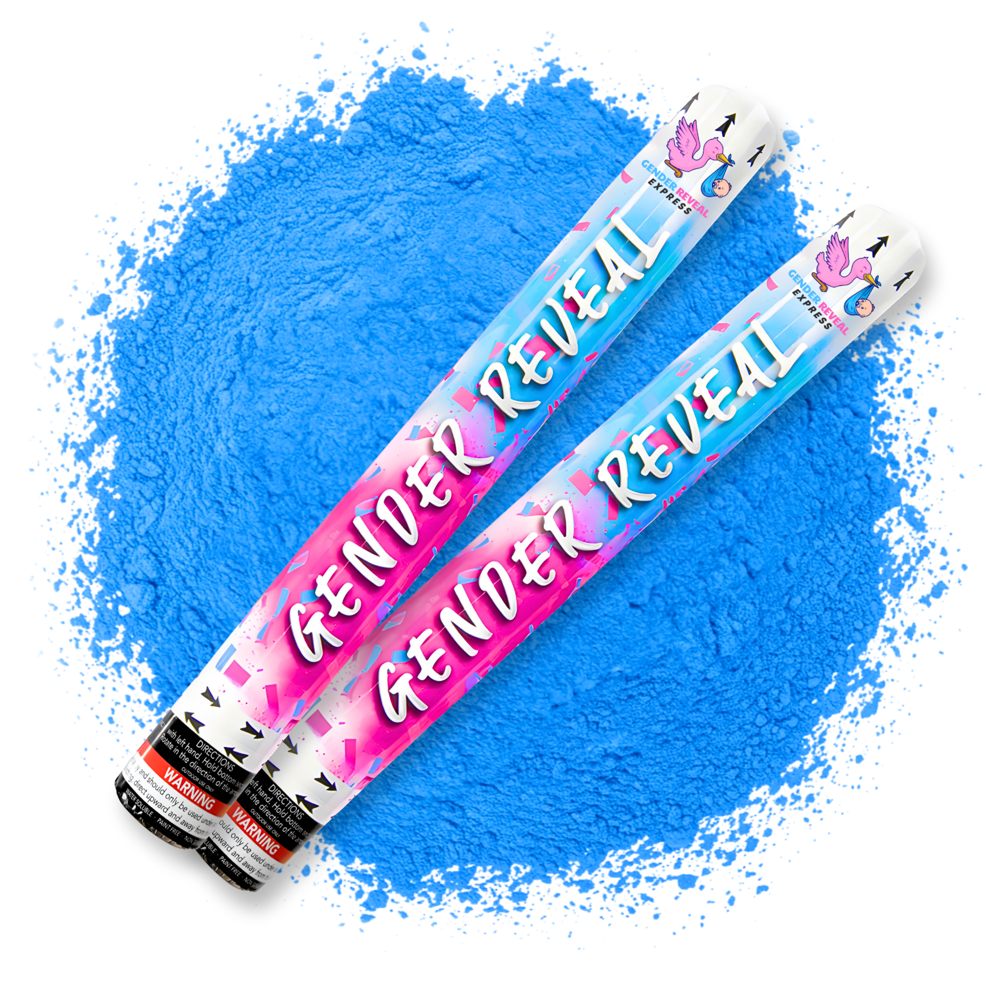 2 pack gender reveal powder cannons 50cm blue powder reveal for party photos and videos