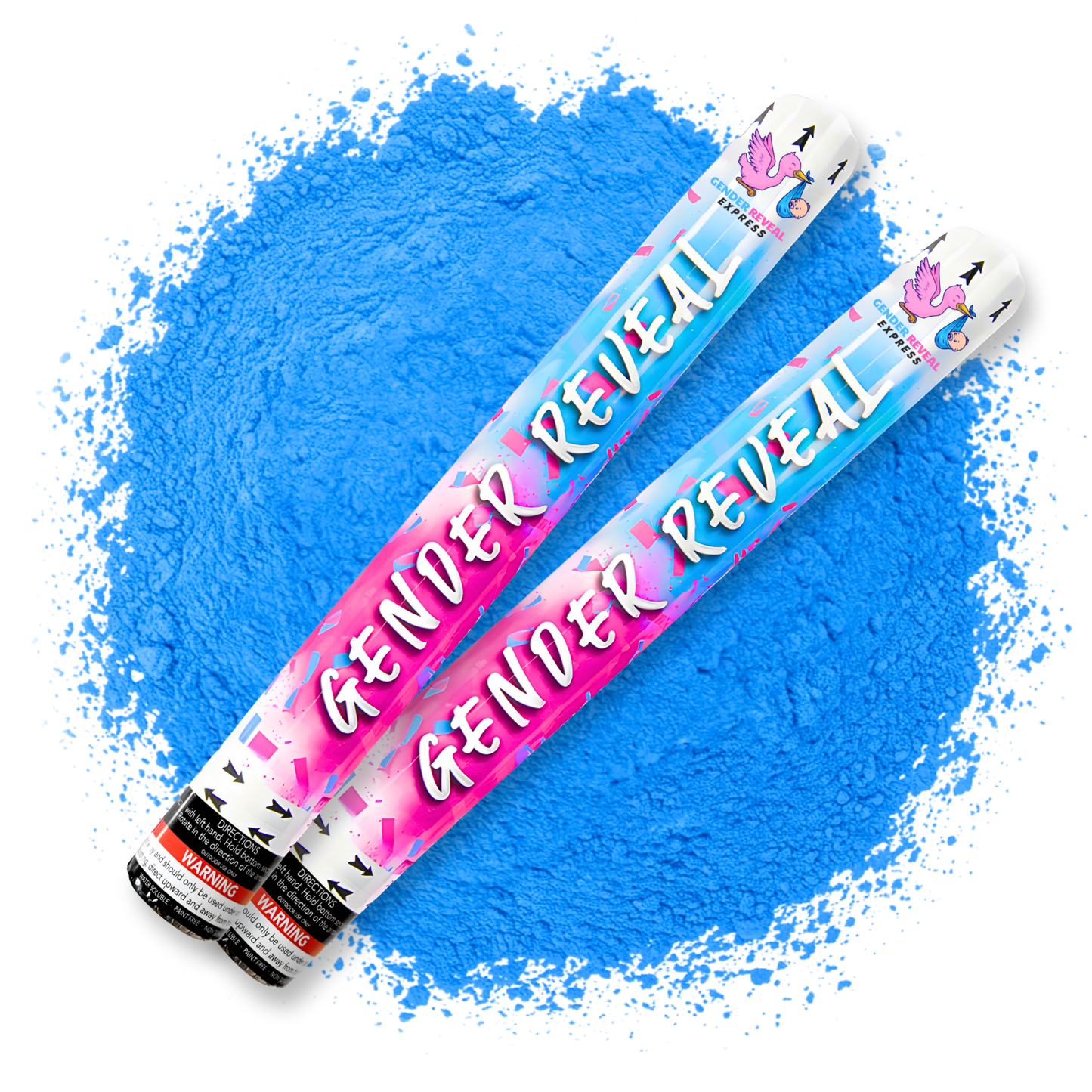2 pack gender reveal powder cannons 50cm blue powder reveal for party photos and videos