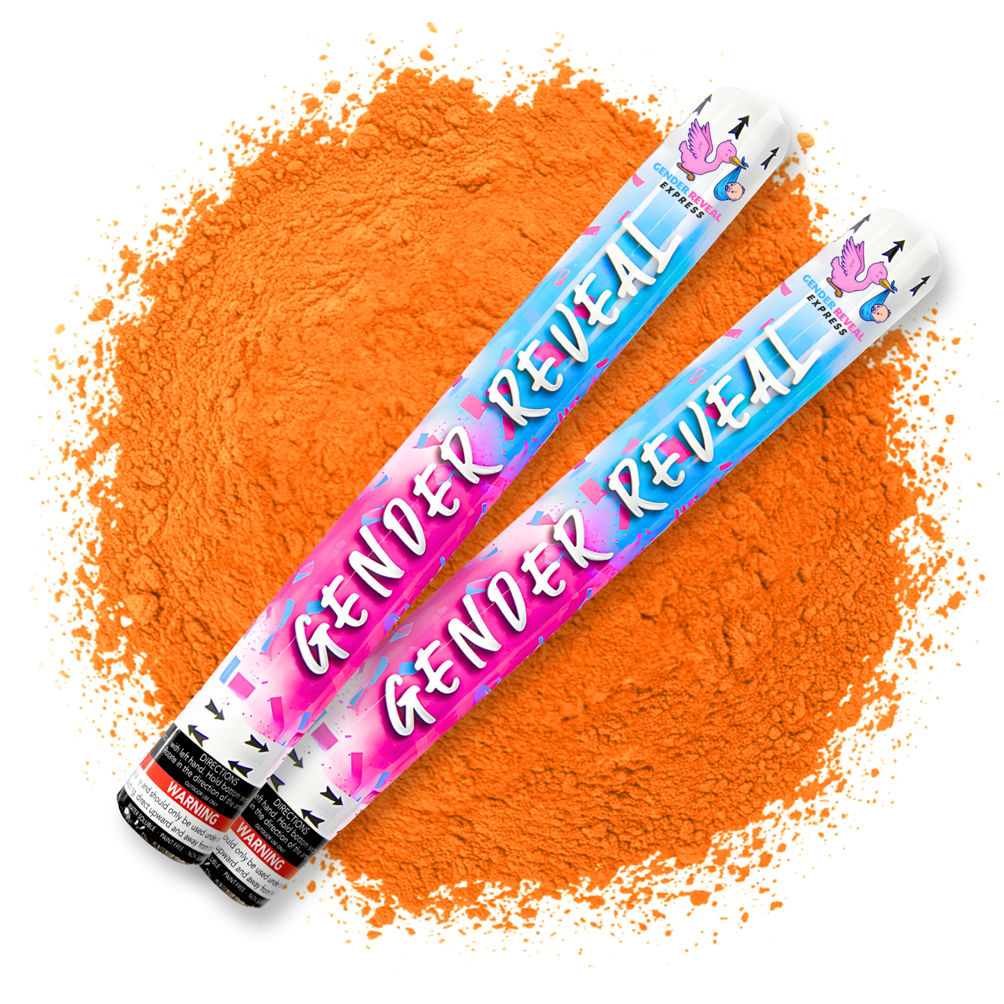 2 pack gender reveal powder cannons 50cm orange powder for party photos and videos