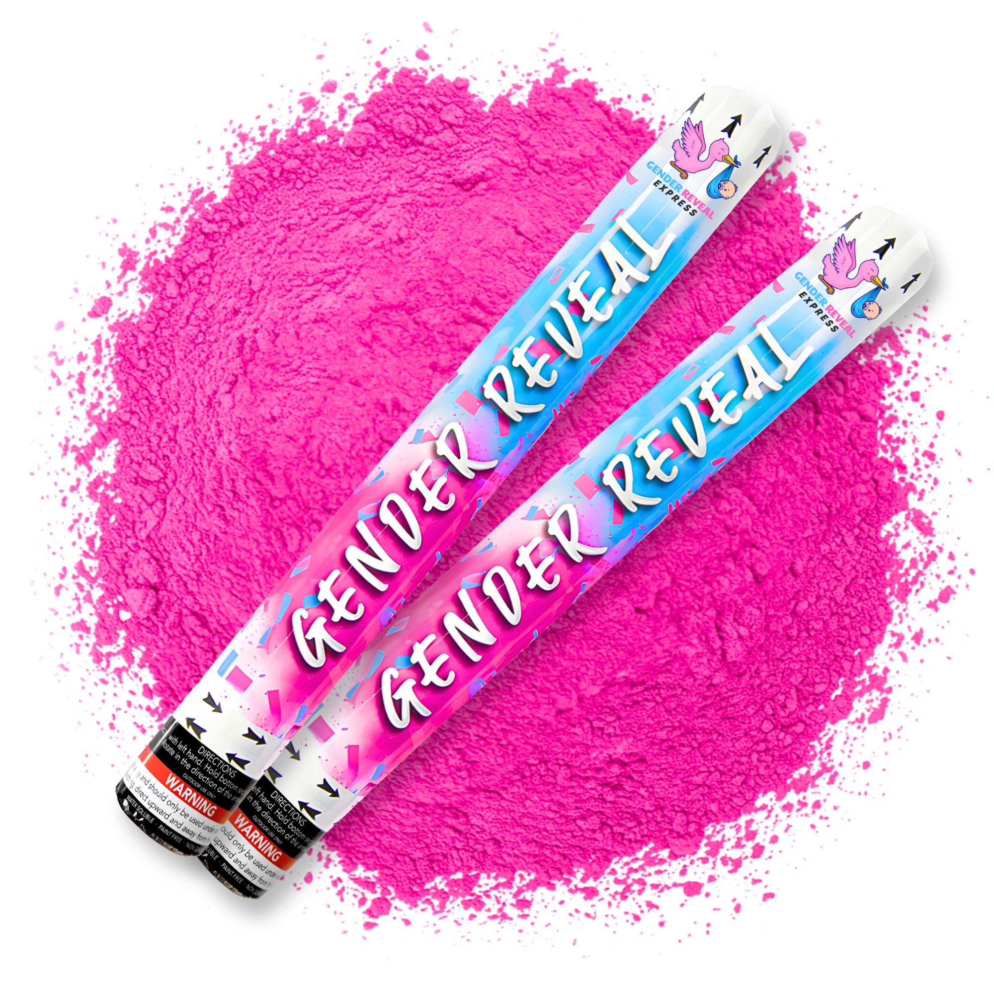 2 pack gender reveal powder cannons 50cm with pink powder burst