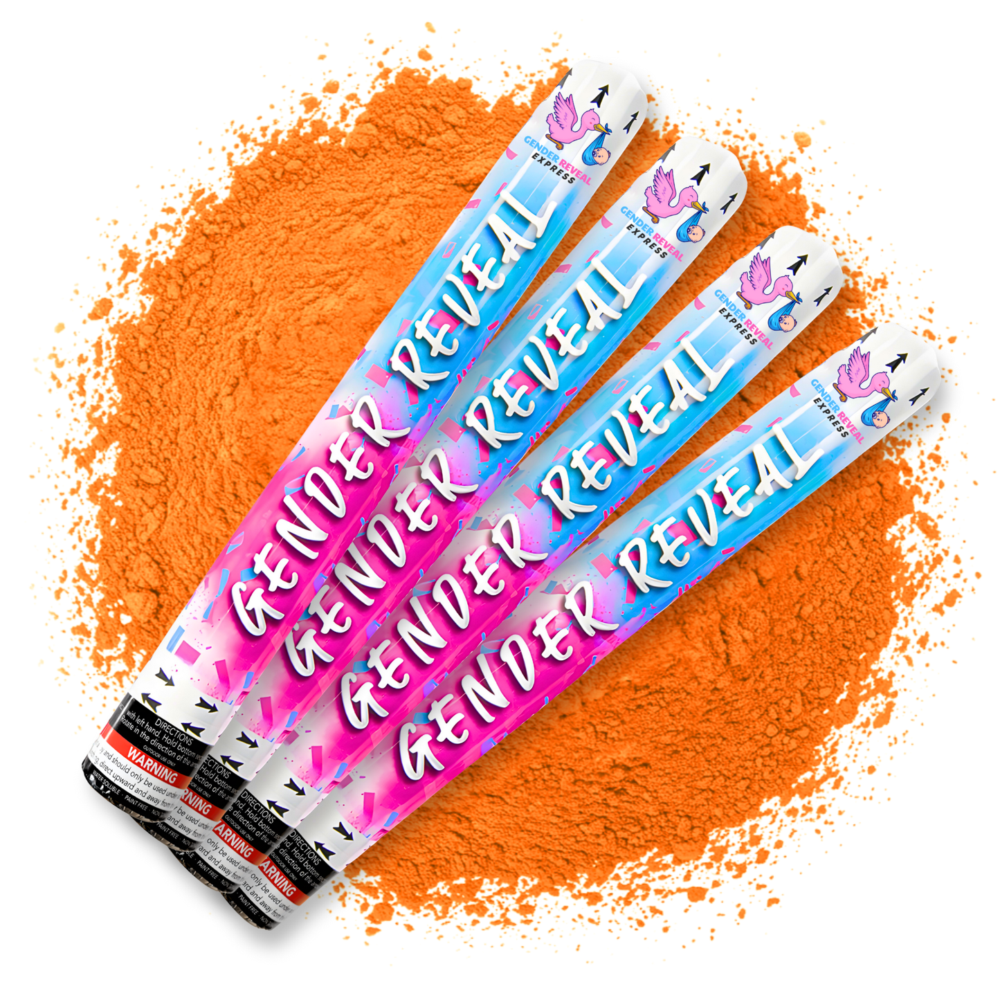 4 pack gender reveal powder cannons 50cm orange powder for party photos and videos
