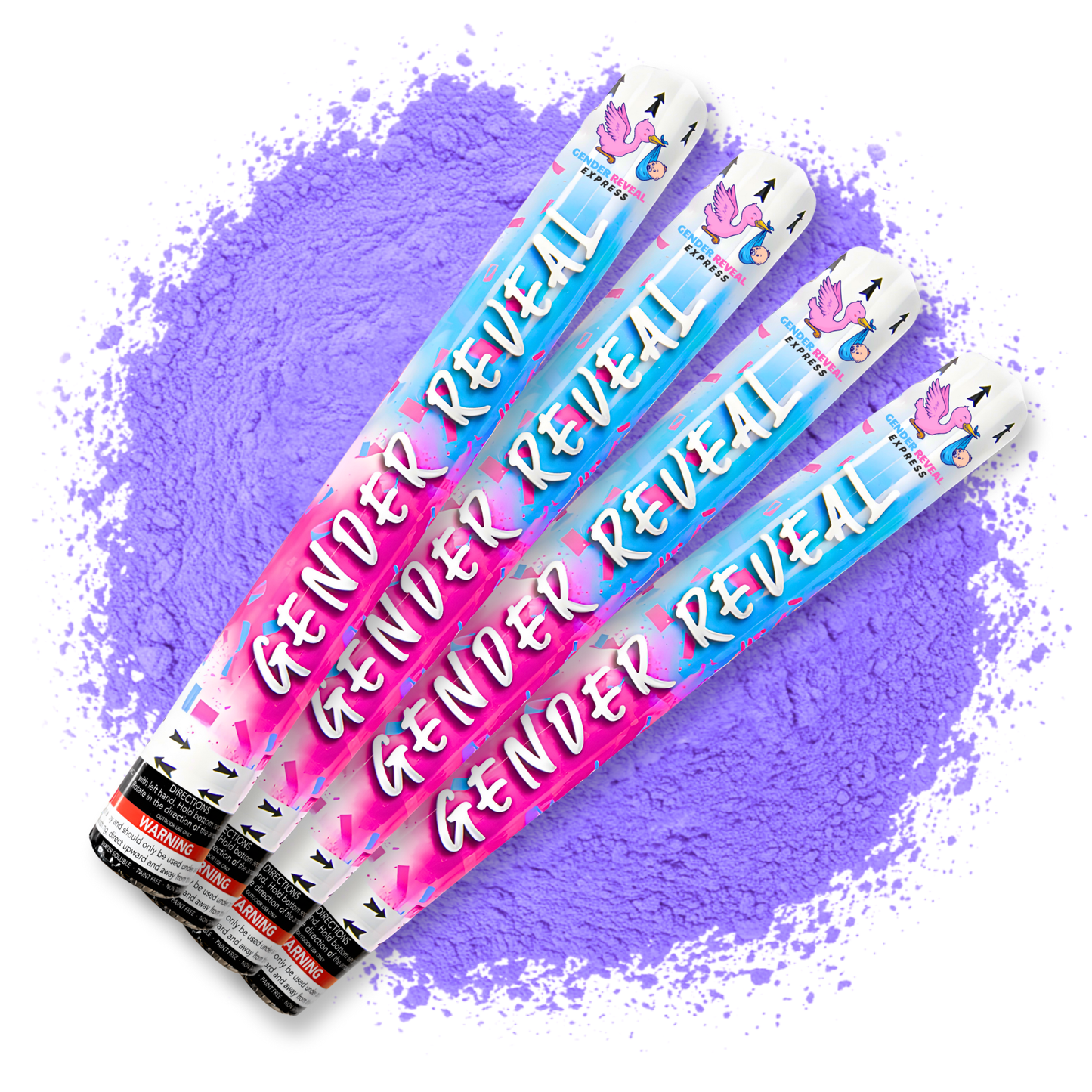 4 pack gender reveal powder cannons 50cm purple powder for party photos and videos
