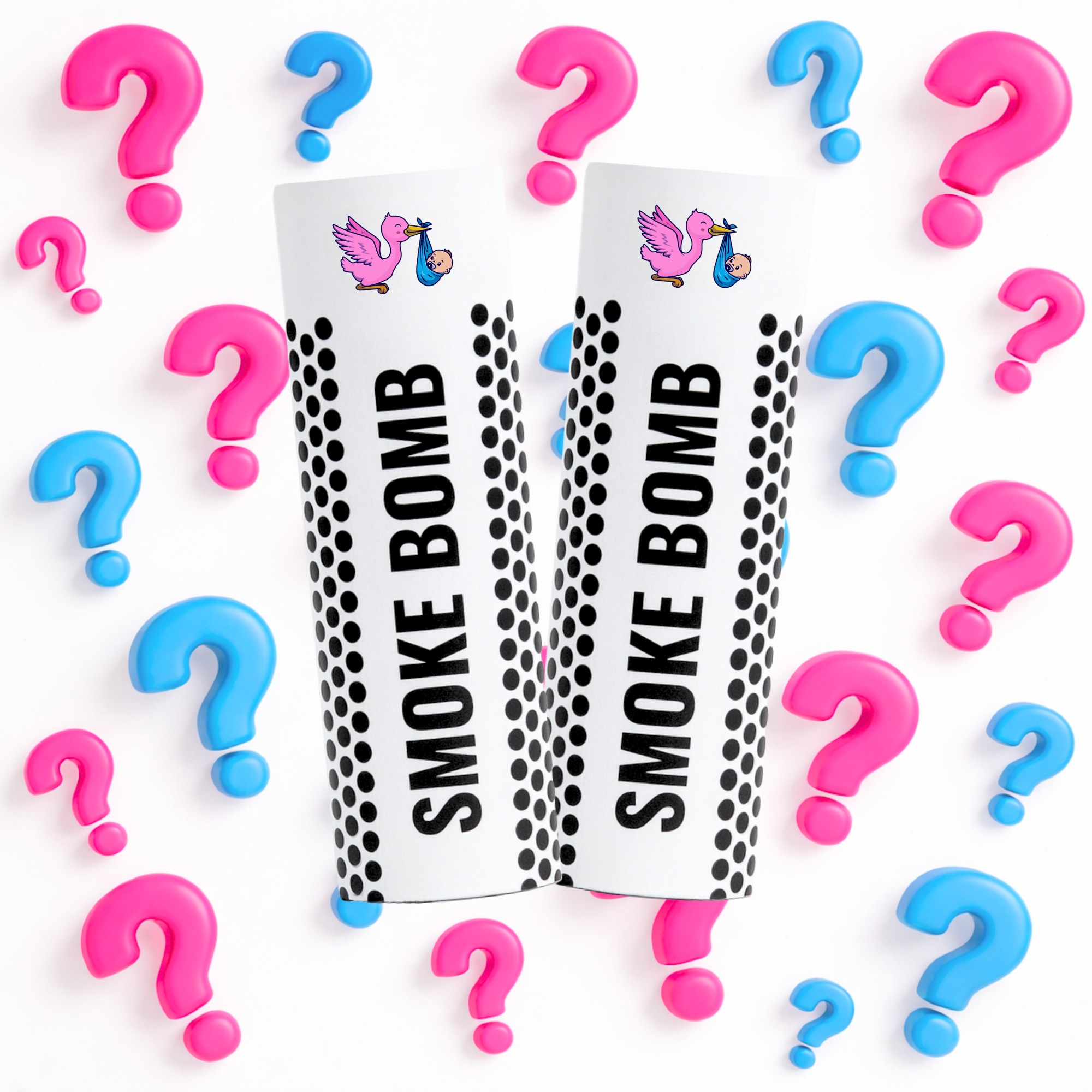 Surprise Gender reveal smoke bombs 2 pack in pink, blue colours perfect for baby announcements.