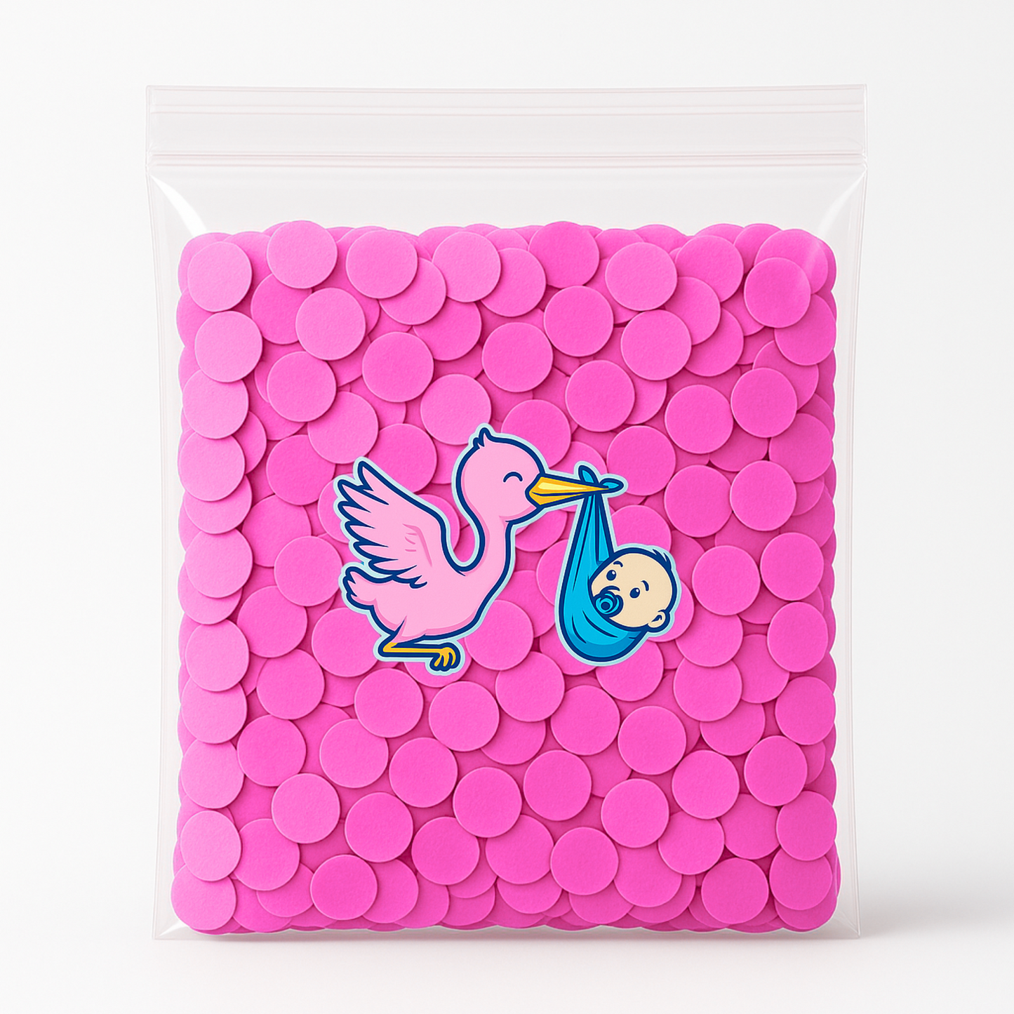 100g bag of pink biodegradable confetti – perfect for baby girl gender reveals, parties, and baby showers.