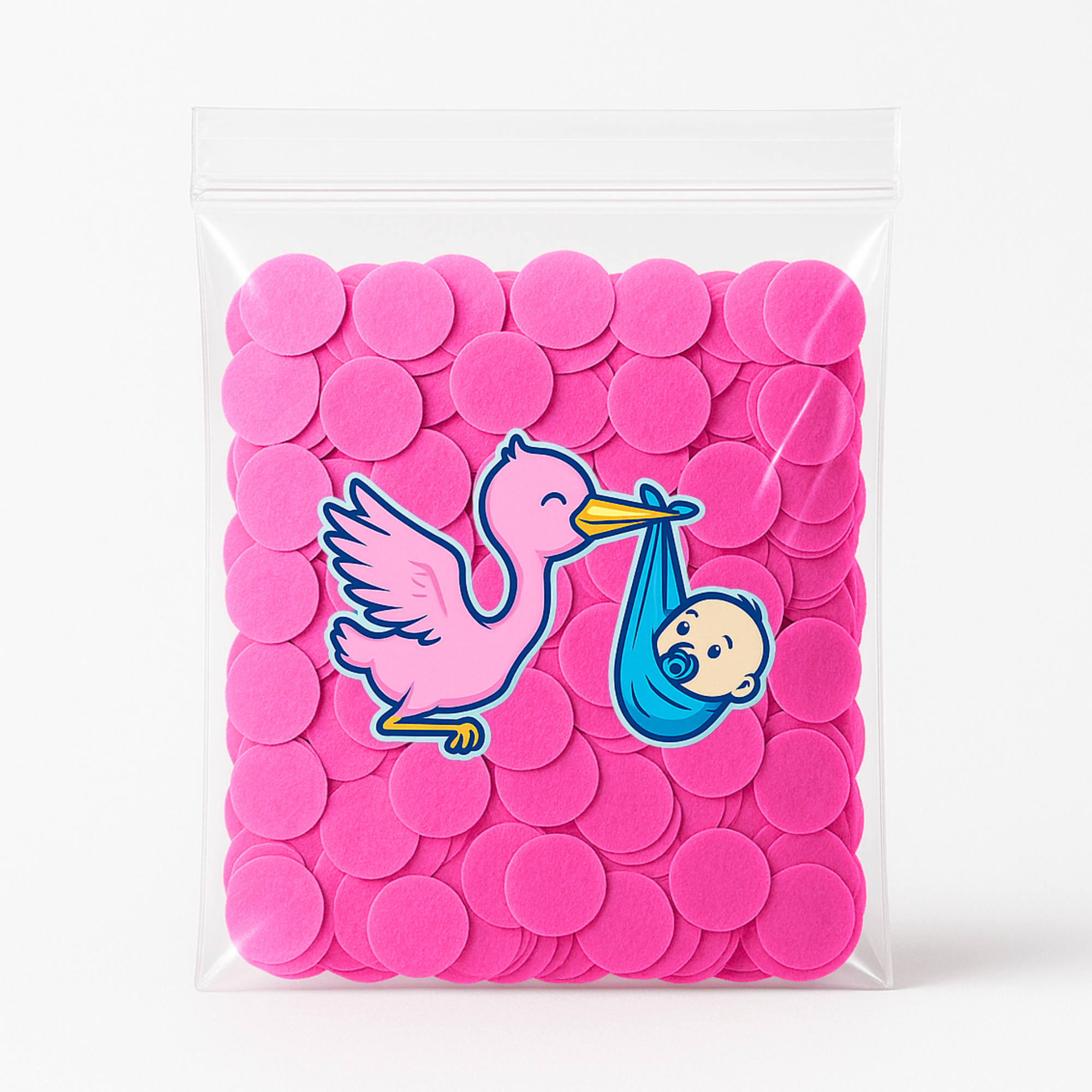 30g bag of pink biodegradable confetti – ideal for baby girl gender reveals, party table scatter, and baby showers.