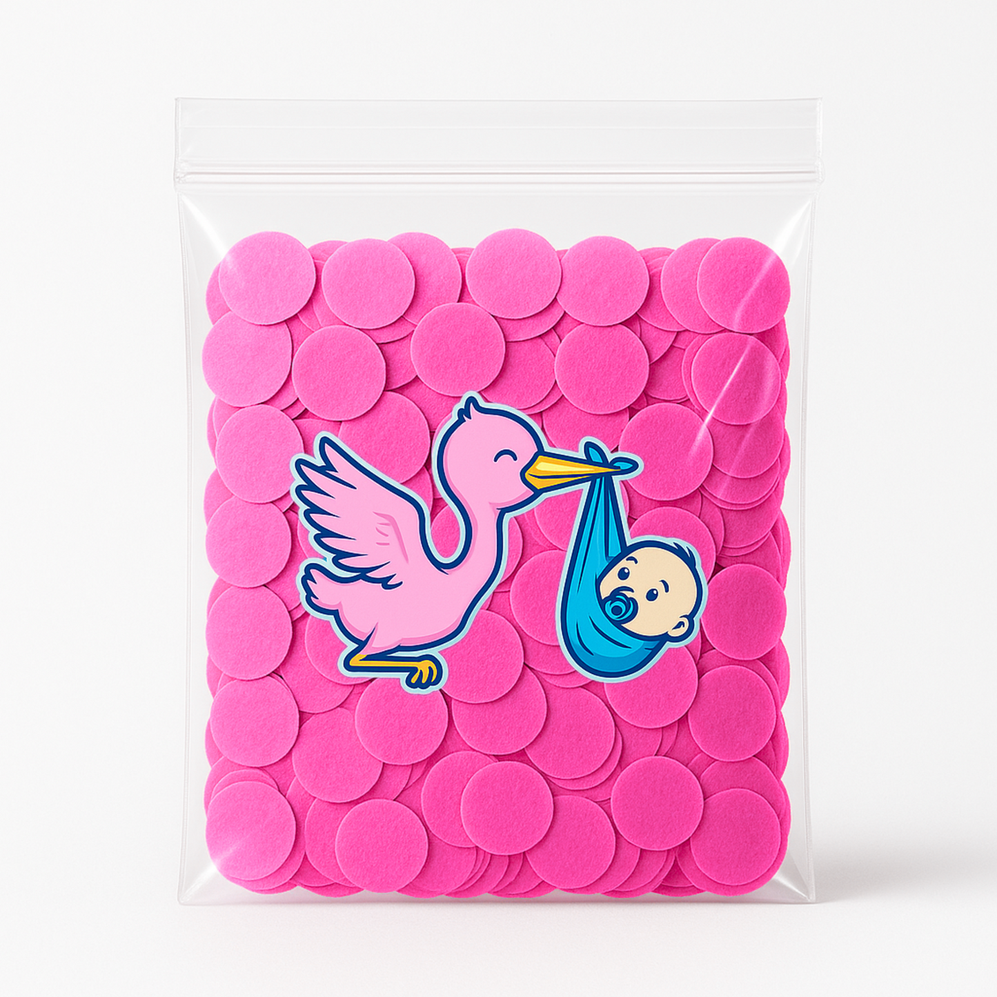 30g bag of pink biodegradable confetti – ideal for baby girl gender reveals, party table scatter, and baby showers.